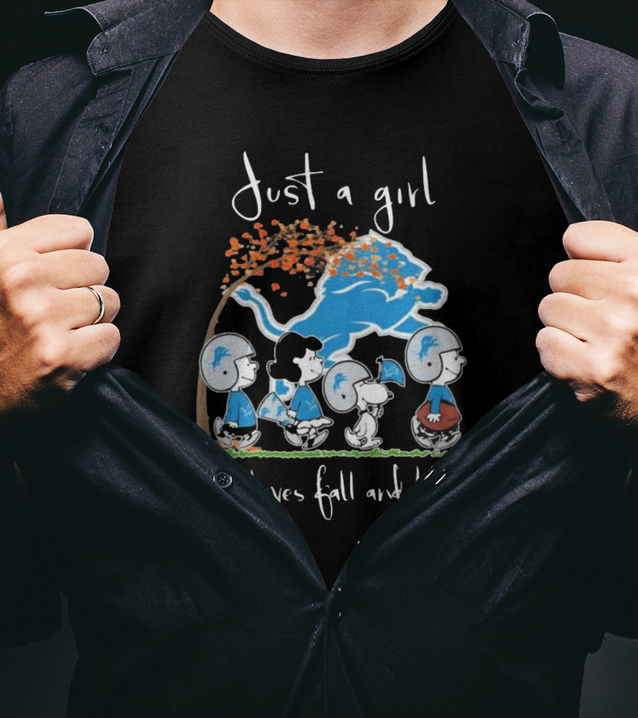 Just A Girl Who Loves Fall And Lions Peanuts Characters T-Shirt