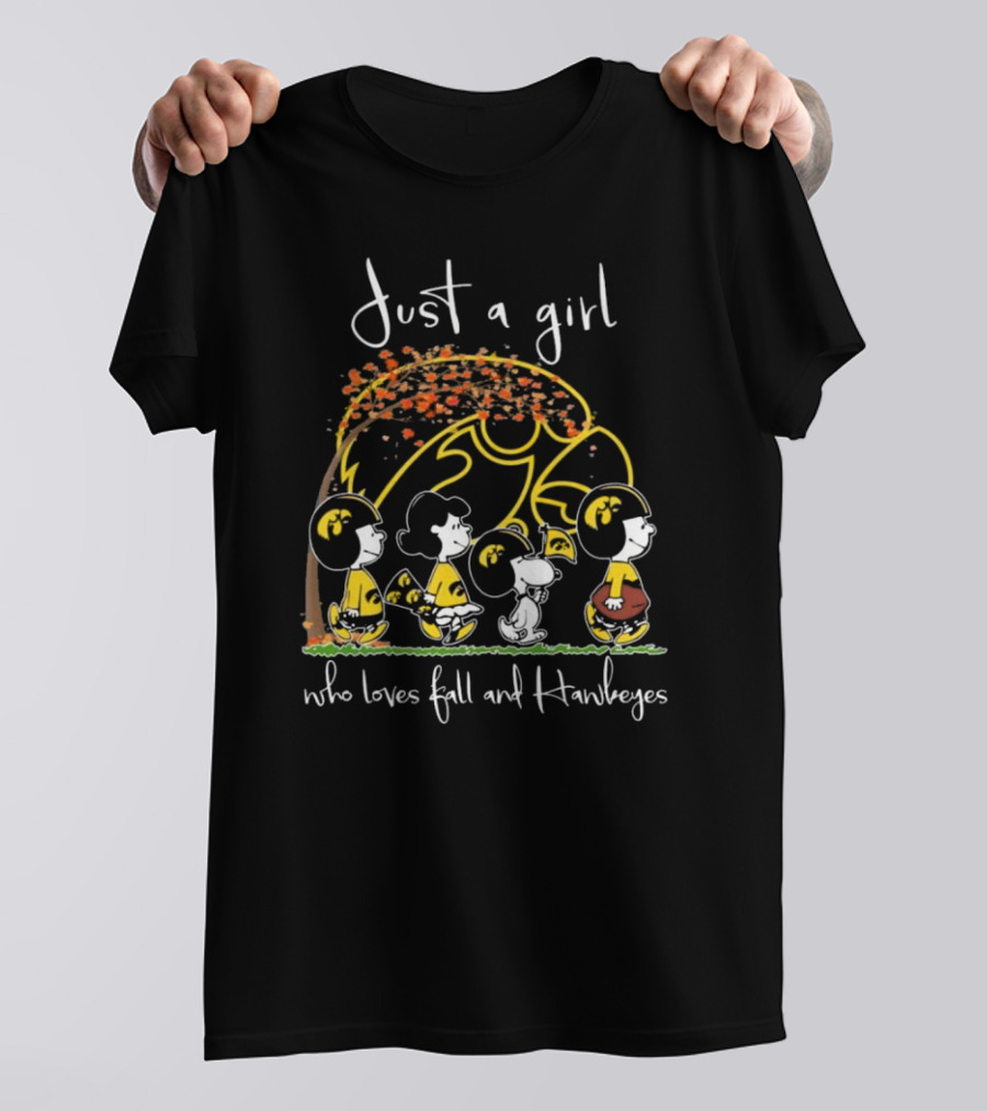 Just A Girl Who Loves Fall And Hawkeyes Peanuts Characters T-Shirt