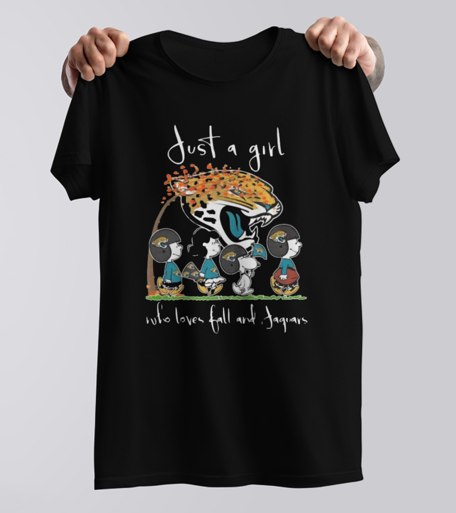 Peanuts Characters Just A Girl Who Loves Fall And Jaguars T-Shirt