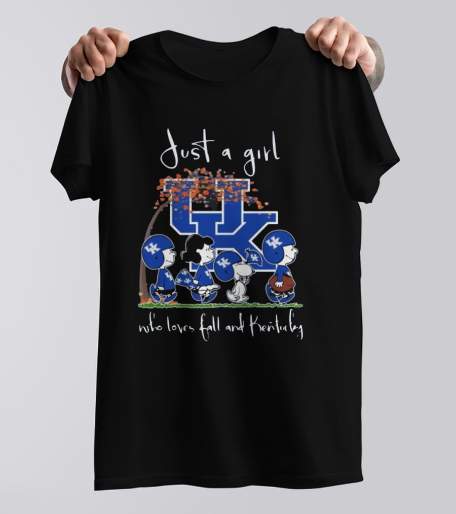 Just A Girl Who Loves Fall And Kentucky Wildcats Peanuts Characters T-Shirt