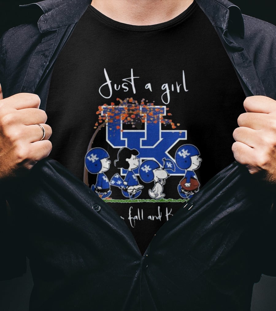 Just A Girl Who Loves Fall And Kentucky Wildcats Peanuts Characters T-Shirt