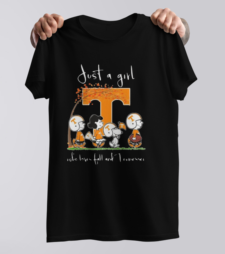 Peanuts Characters Just A Girl Who Loves Fall And Tennessee Vols T-Shirt
