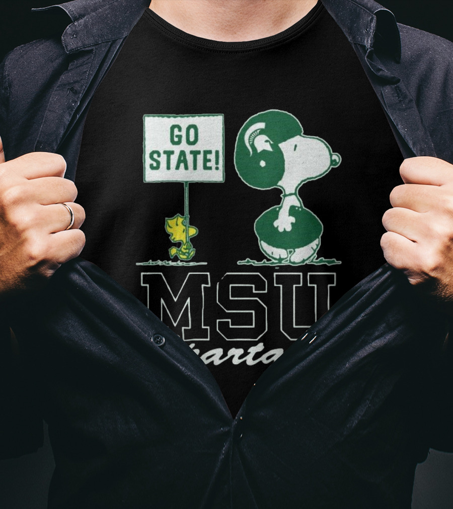 Peanuts Snoopy Woodstock MSU Spartans Go State T-Shirt