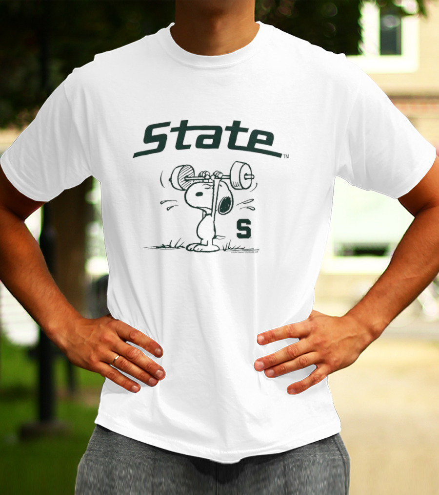 State Peanuts Snoopy Lifting Weights Michigan State Athletics S T-Shirt
