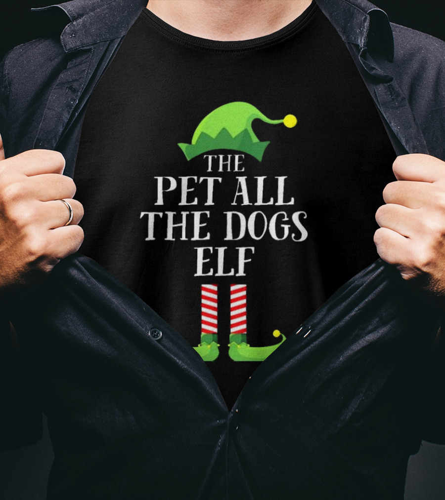 The Pet All The Dogs Elf Matching Family Group Christmas Pajama T-Shirt