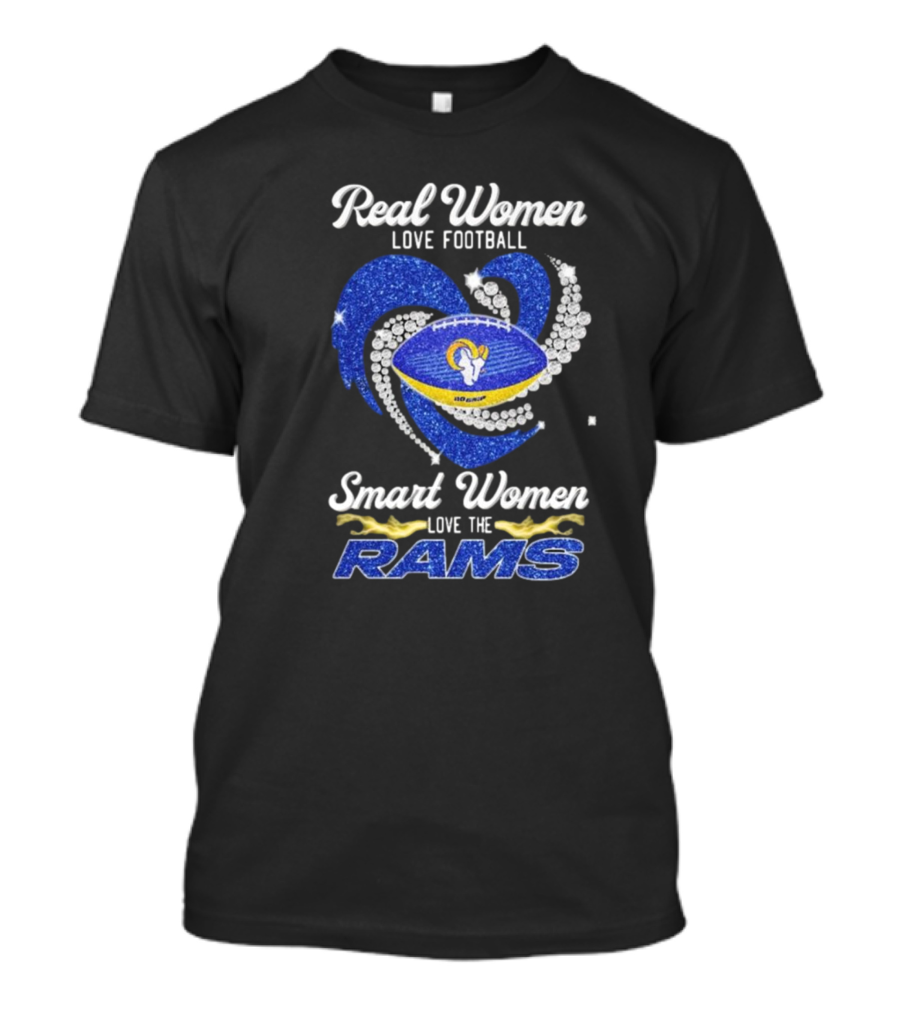 Real Women Love Football Smart Women Love The Los Angeles Rams Diamond Heart T-Shirt