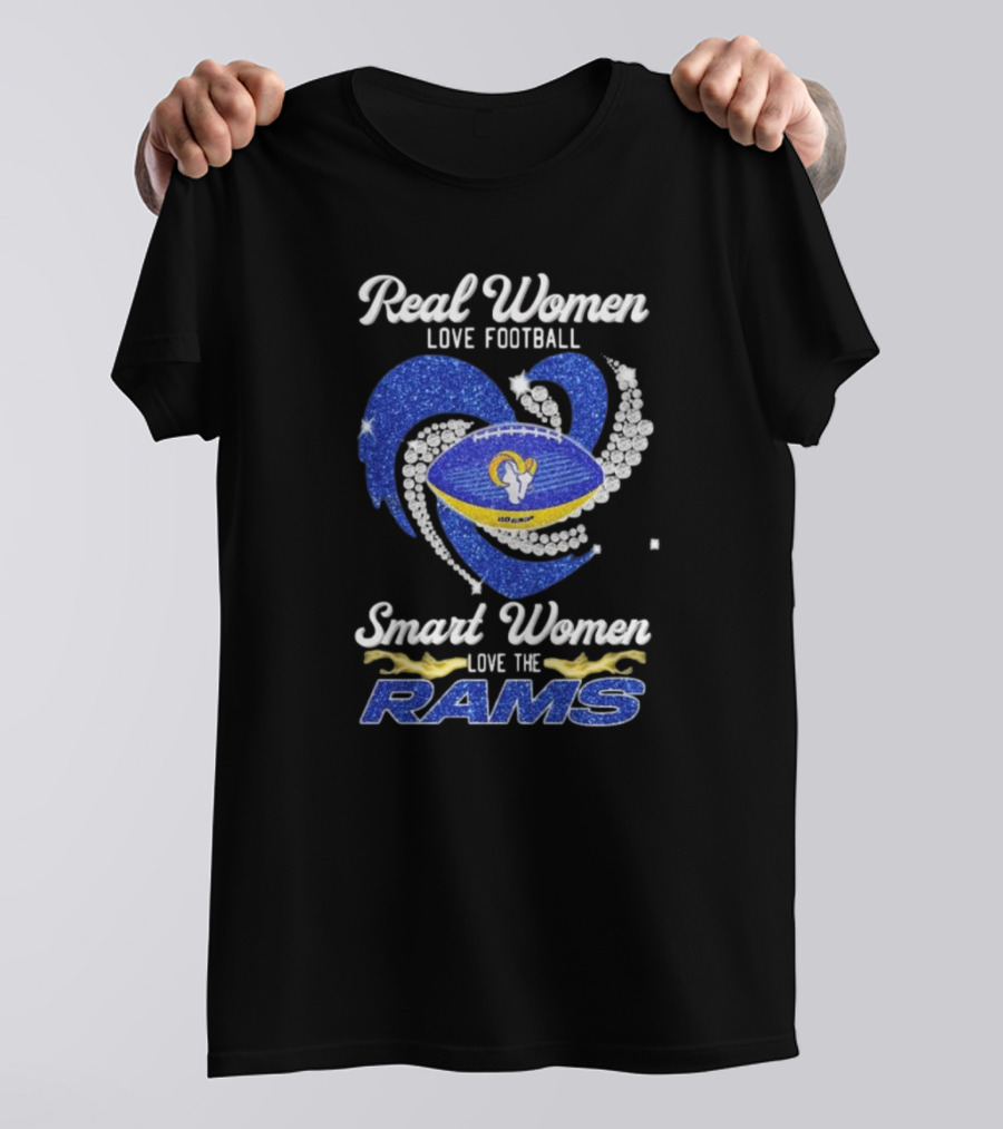 Real Women Love Football Smart Women Love The Los Angeles Rams Diamond Heart T-Shirt