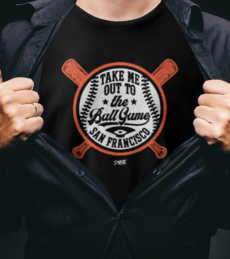 Take Me Out To The Ball Game San Francisco Baseball Crossed Bats T-Shirt
