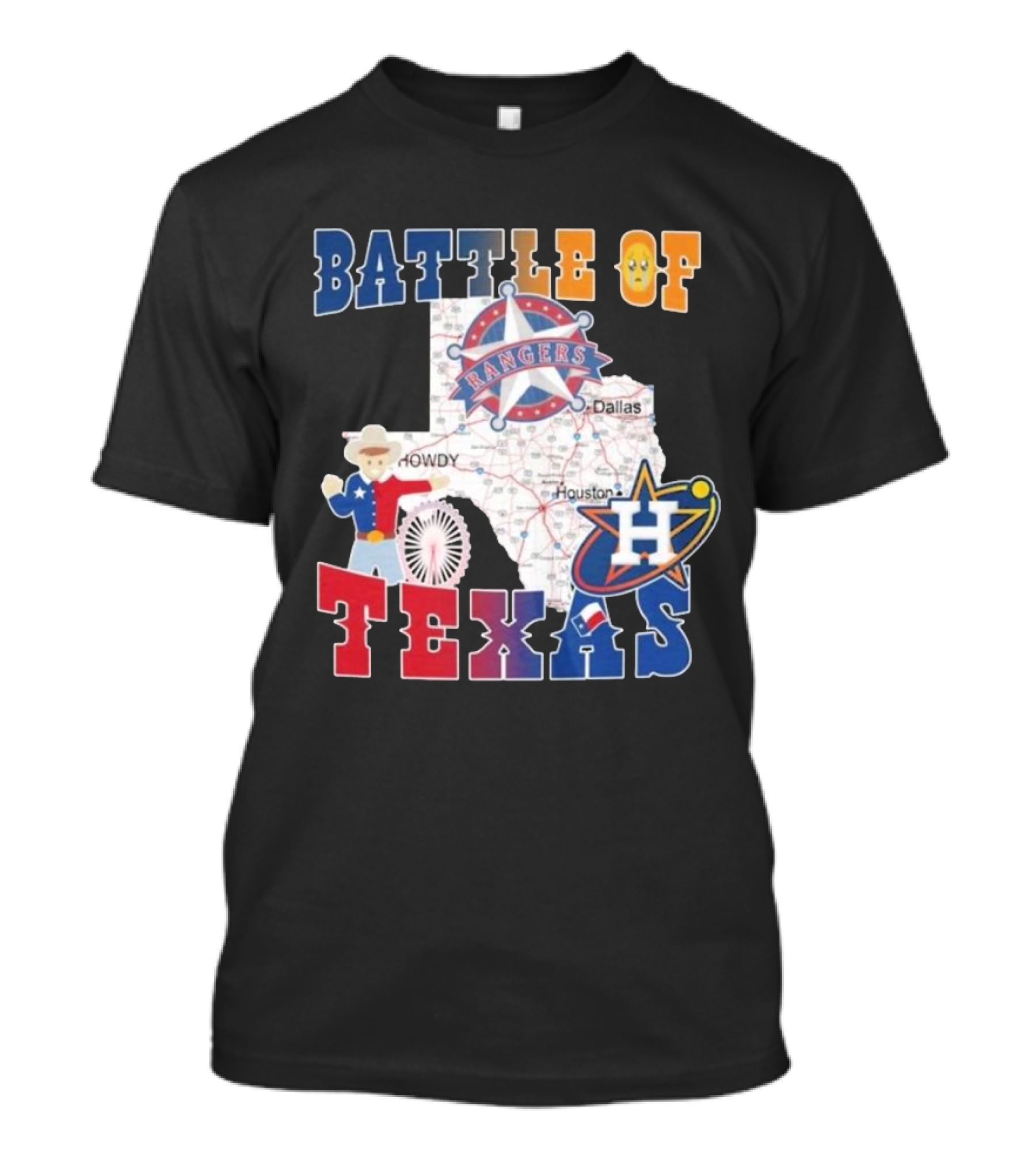 Battle Of Texas Rangers Astros Map T-Shirt