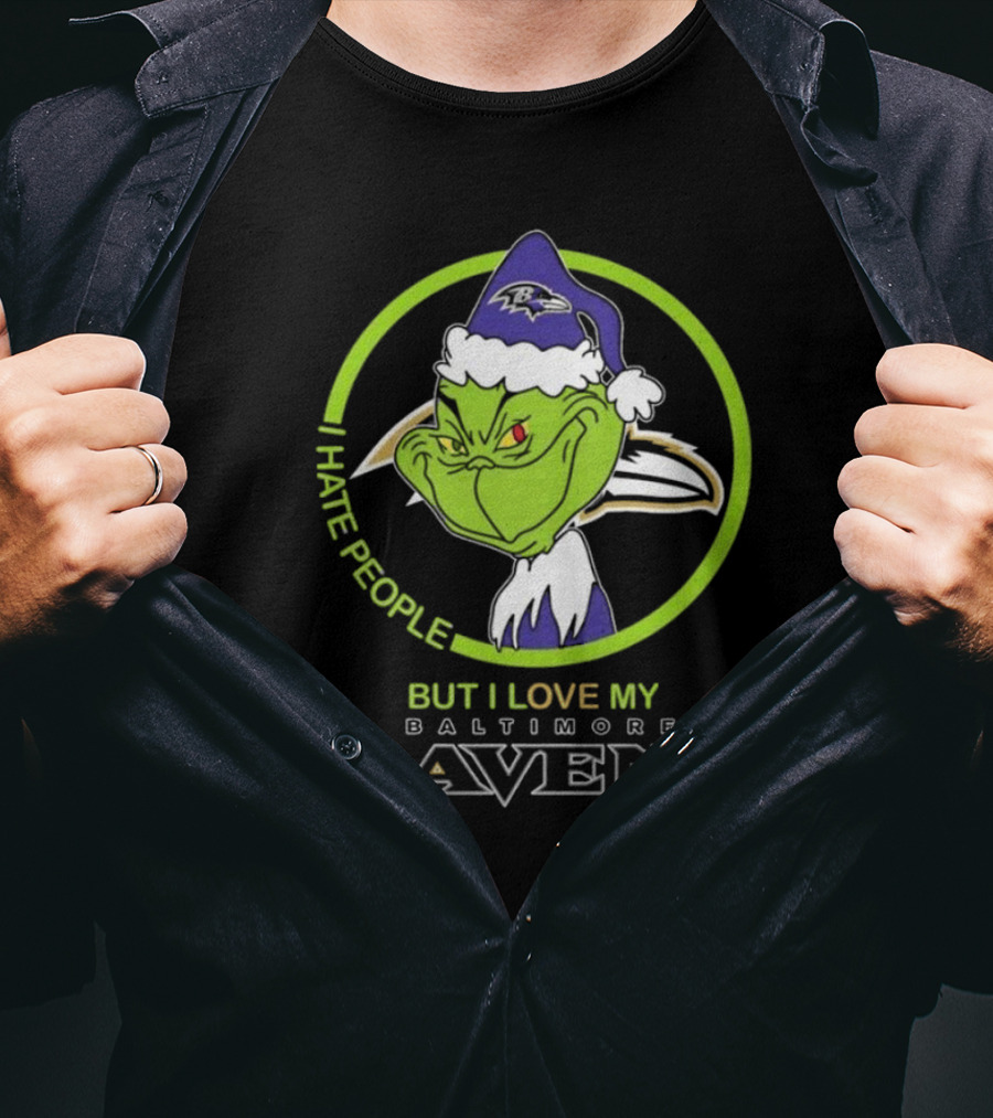 Grinch I Hate People Love My Baltimore Ravens T-Shirt