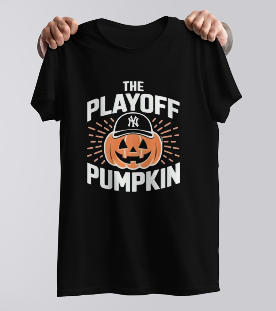 Playoff Pumpkin New York Yankees Jack-O'-Lantern Baseball Cap T-Shirt