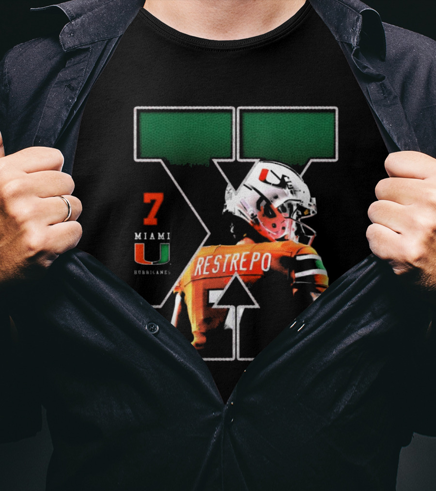 Xavier Restrepo 7 Miami Hurricanes Football Game Day NCAA T-Shirt