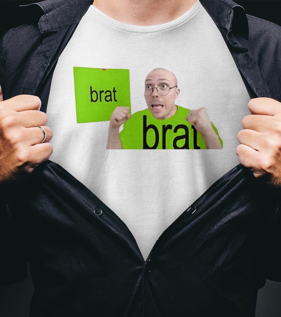 Anthony Fantano Brat Neon Green Double Brat Face T-Shirt