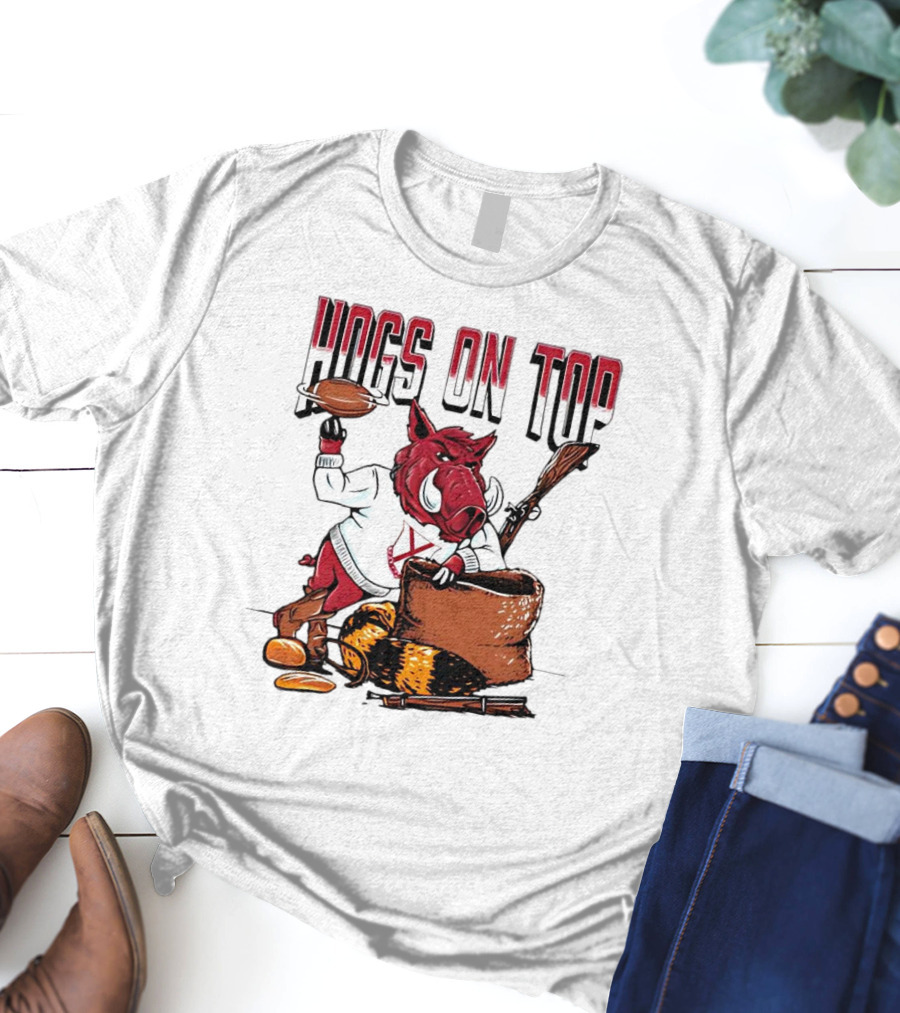 Hogs On Top Arkansas Razorbacks Football T-Shirt