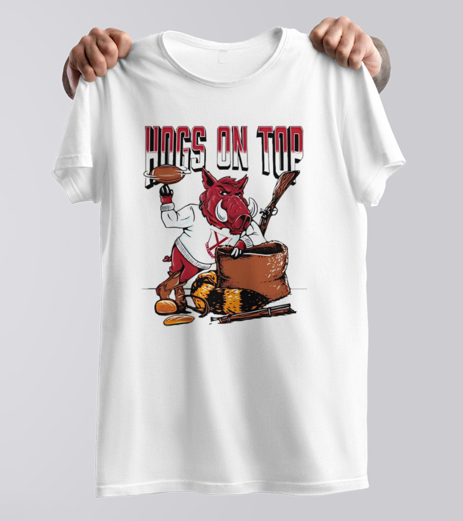 Hogs On Top Arkansas Razorbacks Football T-Shirt