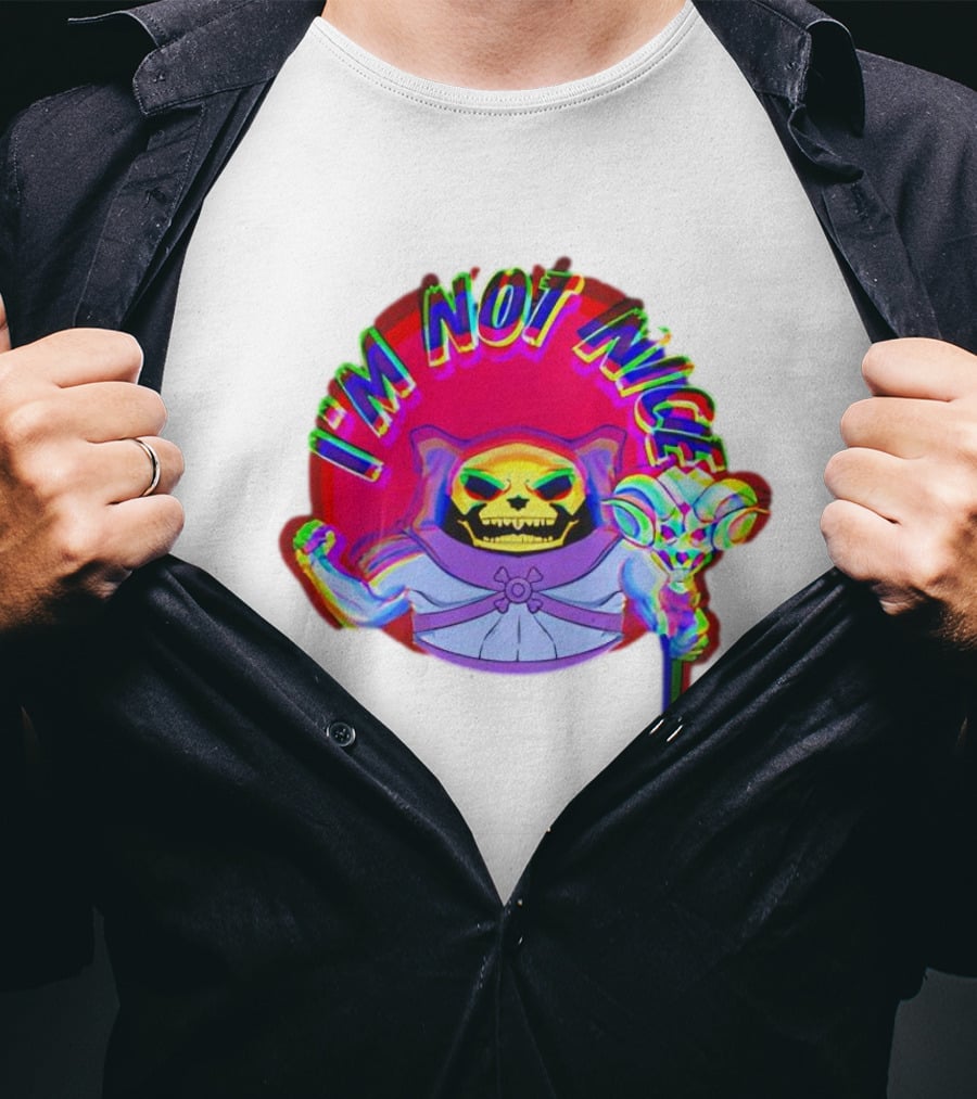 I'm Not Nice Glitch Skull Staff Villain T-Shirt