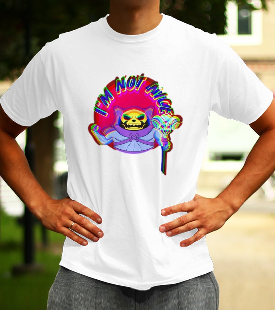 I'm Not Nice Glitch Skull Staff Villain T-Shirt