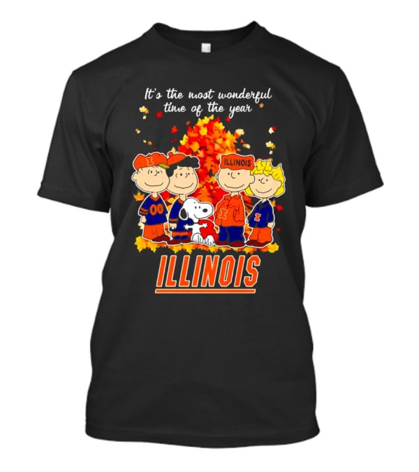 Peanuts Illinois Fall It's The Most Wonderful Time Of The Year Charlie Brown Snoopy Autumn Leaves T-Shirt