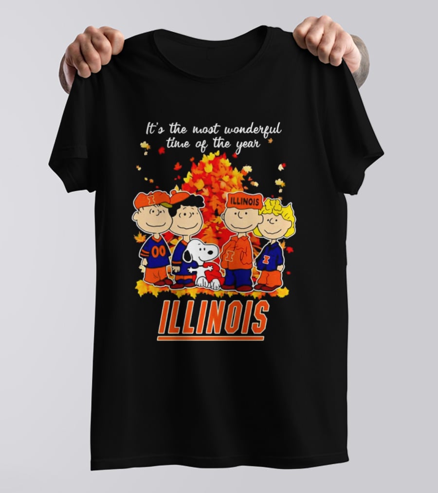Peanuts Illinois Fall It's The Most Wonderful Time Of The Year Charlie Brown Snoopy Autumn Leaves T-Shirt