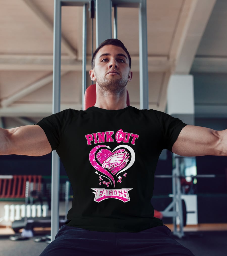Philadelphia Eagles Pink Out Breast Cancer Awareness Heart T-Shirt