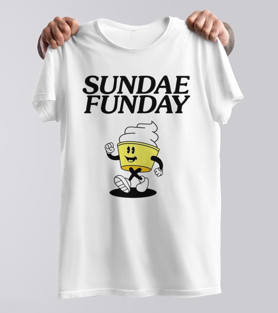 Sundae Funday Smiley Face Walking Ice Cream Cup T-Shirt