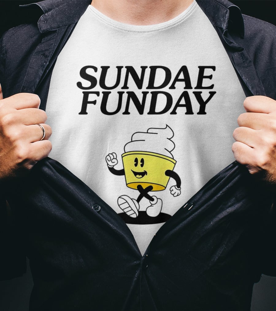 Sundae Funday Smiley Face Walking Ice Cream Cup T-Shirt