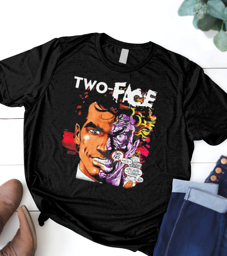 TWO-FACE DC Comics Character Split Face Villain Text Bubble T-Shirt