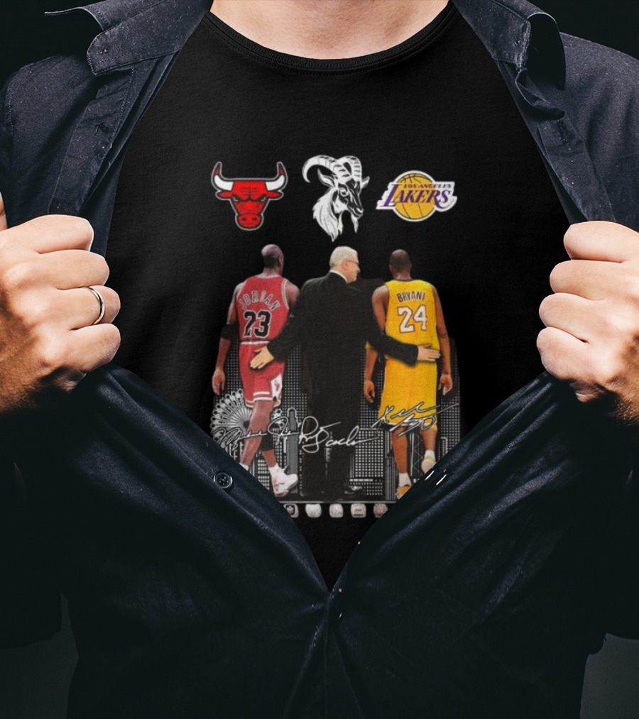 Michael Jordan Kobe Bryant Phil Jackson Chicago Bulls Lakers Legend Signatures T-Shirt