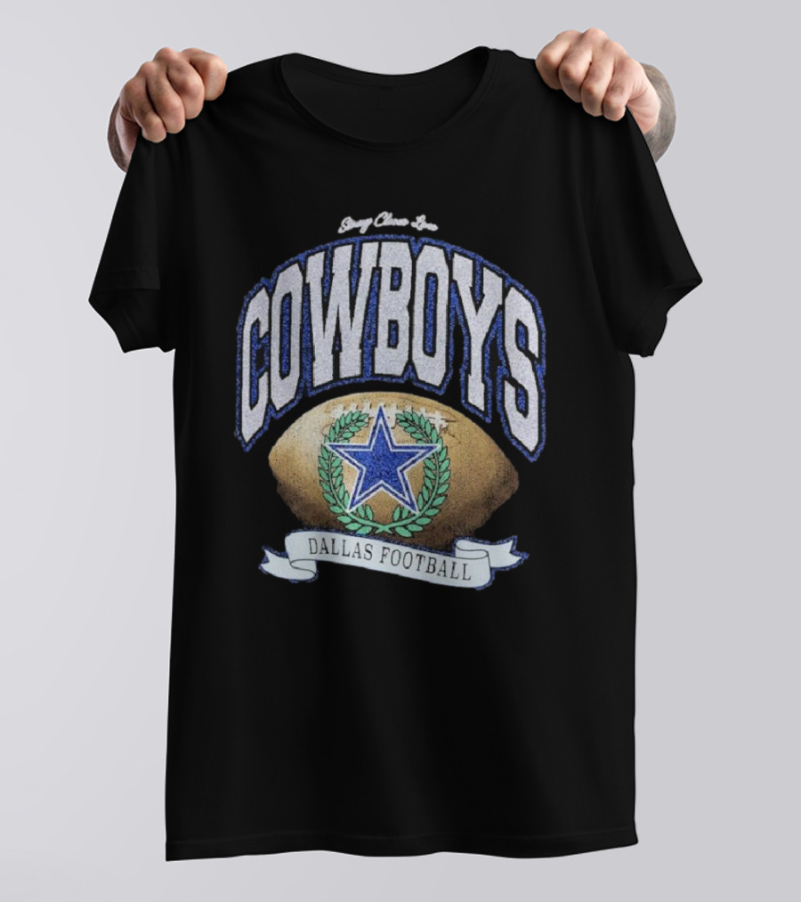 Starry Glitter Love Cowboys Dallas Football Retro Tubular Rocker T-Shirt