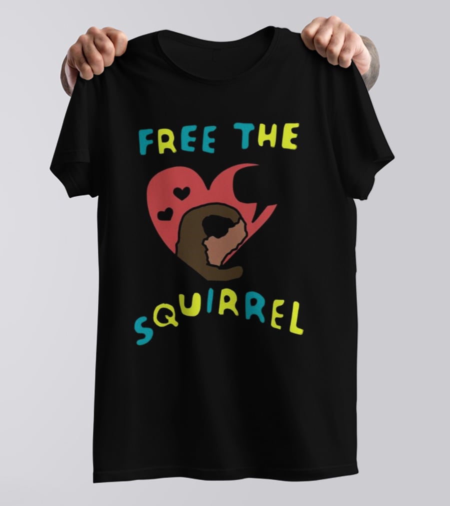Free The Squirrel I Like Trains Heart Speech Bubble T-Shirt