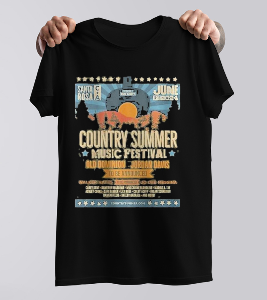 Santa Rosa Country Summer Music Festival Old Dominion Jordan Davis June 14-16 T-Shirt