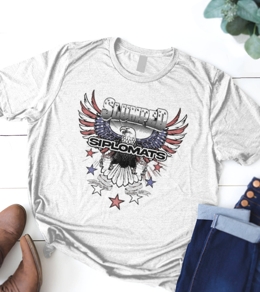Slumped Siplomats Eagle Wings Red Blue Stars T-Shirt