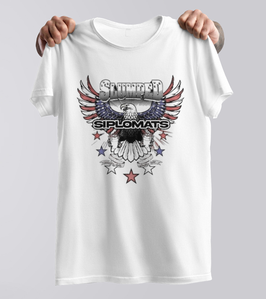 Slumped Siplomats Eagle Wings Red Blue Stars T-Shirt