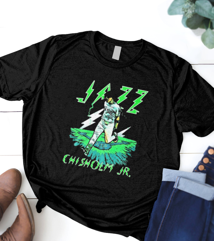 Jazz Chisholm Jr. New York Yankees Electric Green MLB Painting T-Shirt