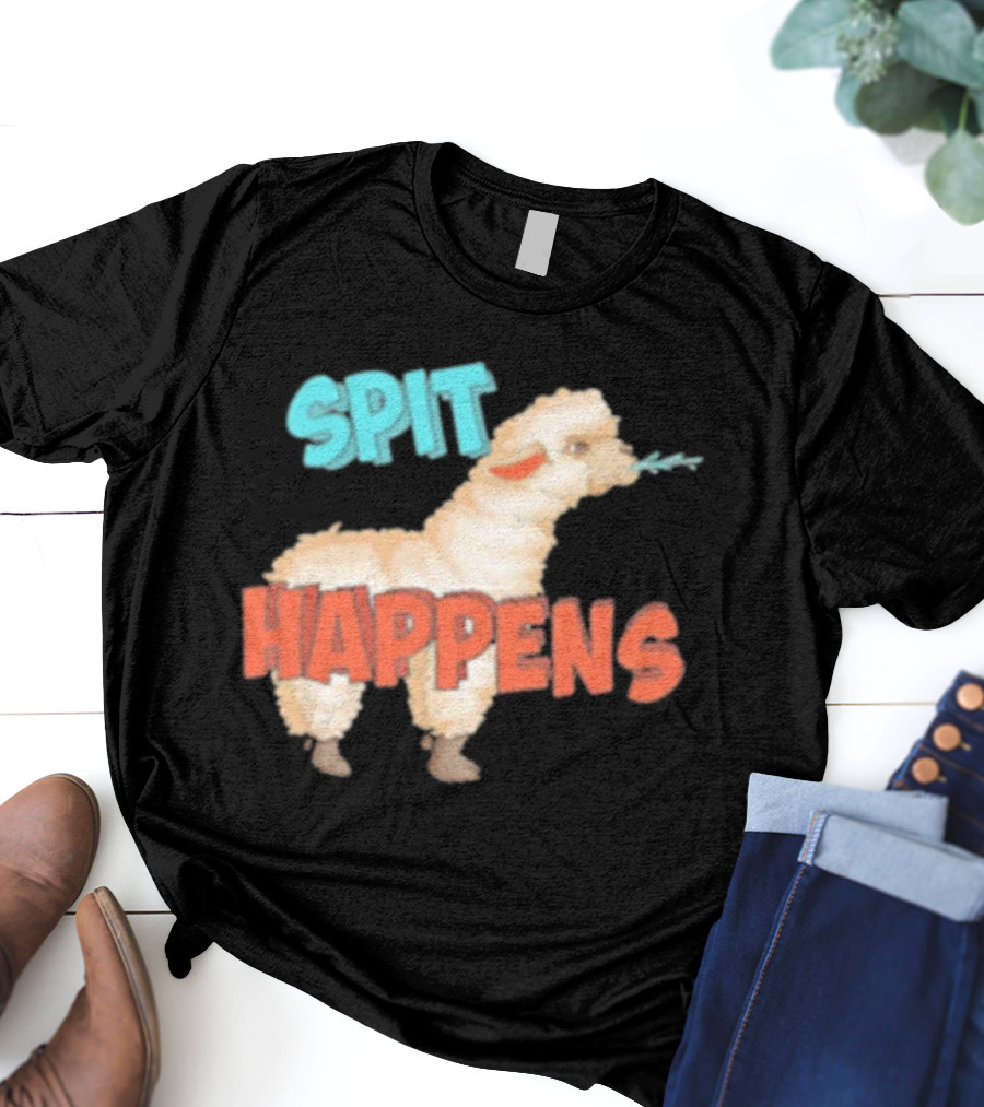 Spit Happens Llama Alpaca Chewing T-Shirt