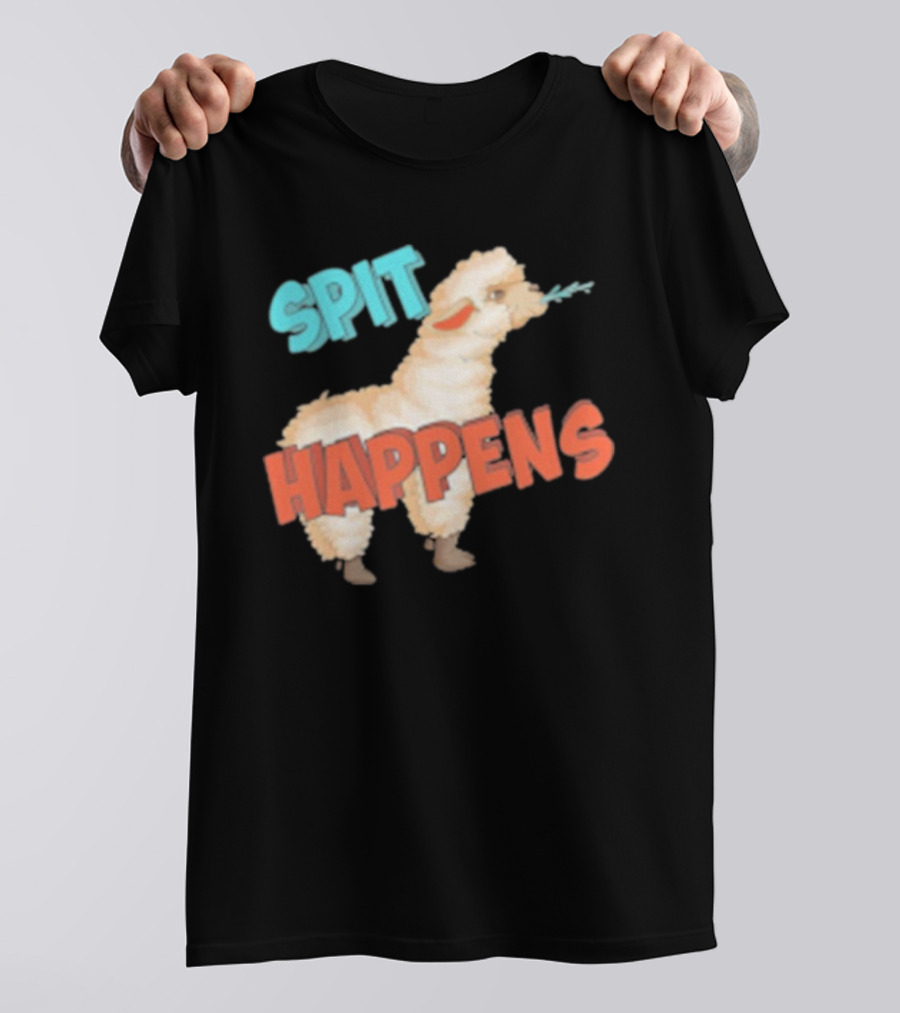 Spit Happens Llama Alpaca Chewing T-Shirt