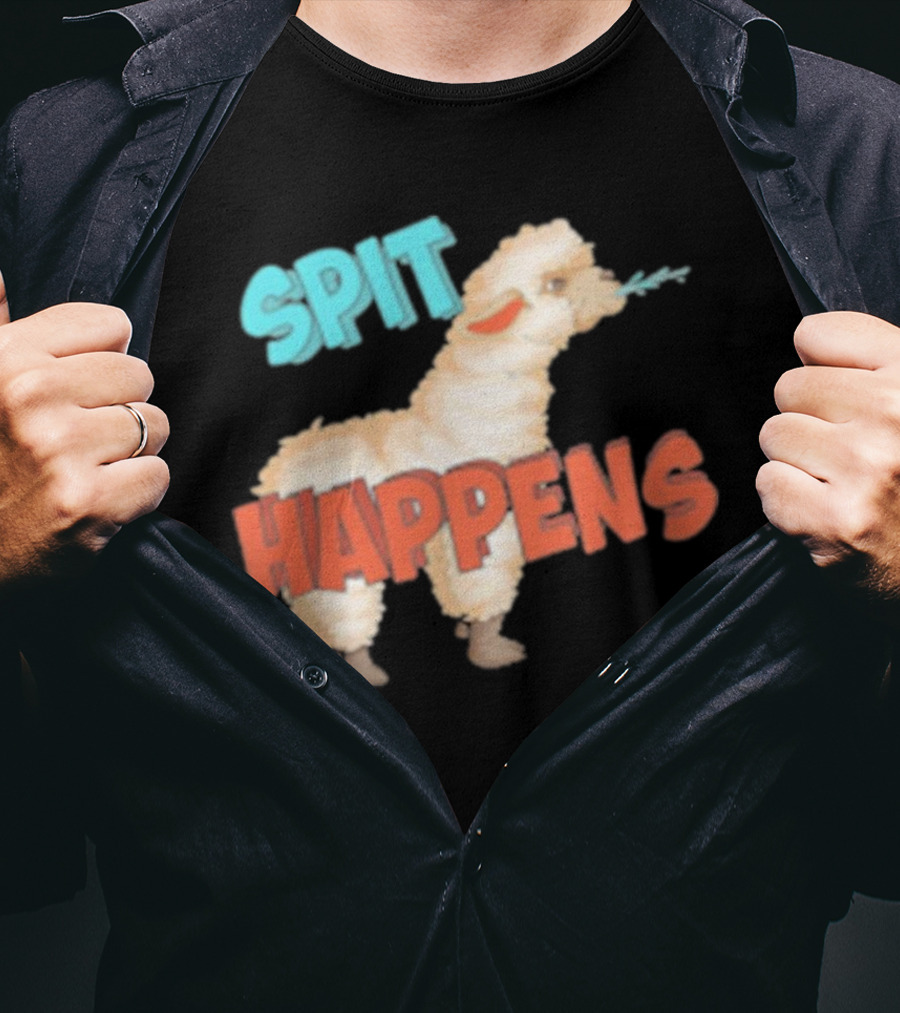 Spit Happens Llama Alpaca Chewing T-Shirt