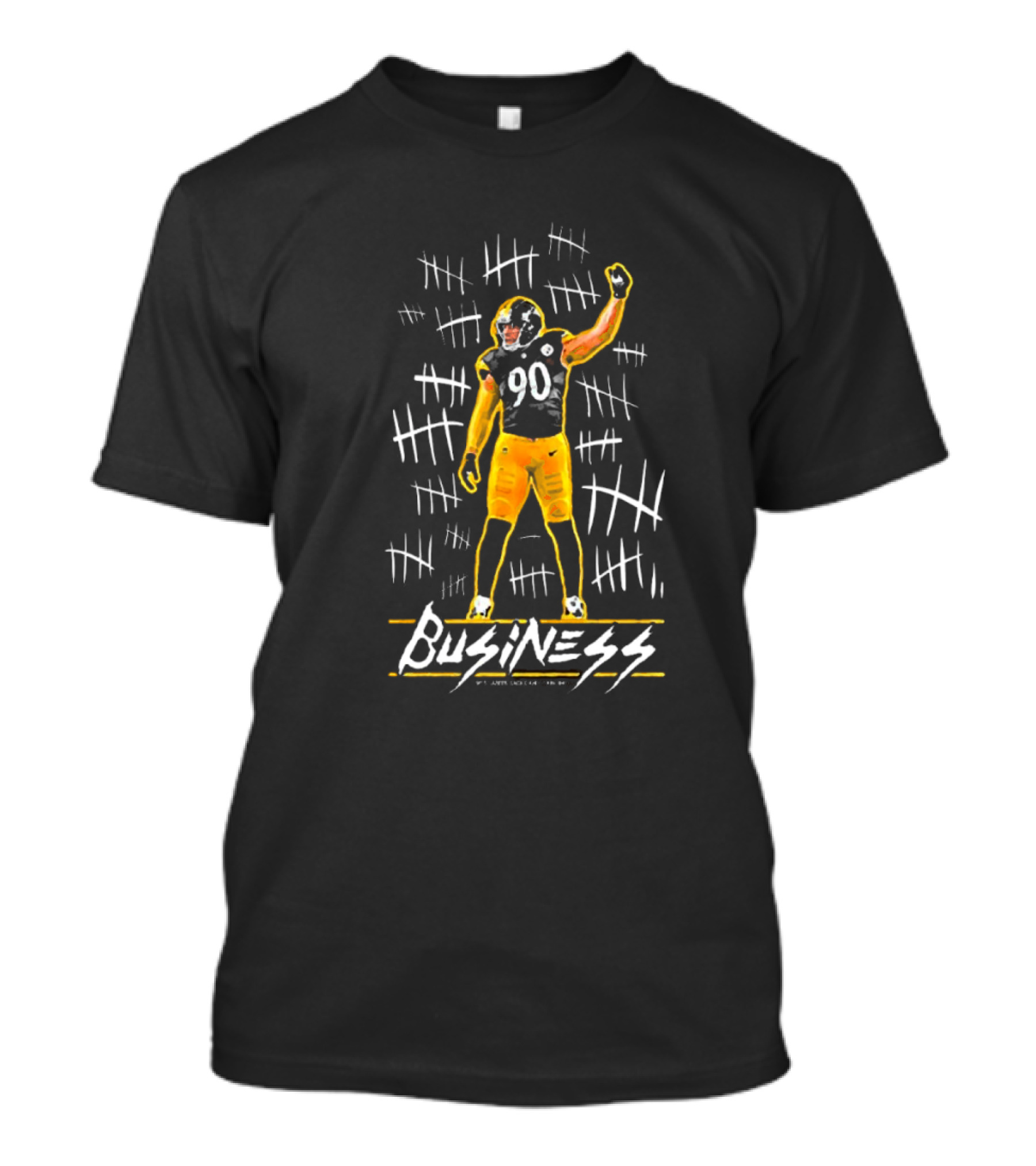 TJ Watt Pittsburgh Steelers NFL Business 90 Sacks Painting T-Shirt