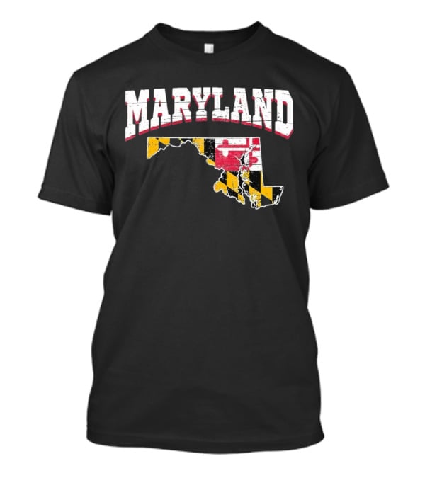 Maryland State Flag Map Proud Us Citizen America T-Shirt