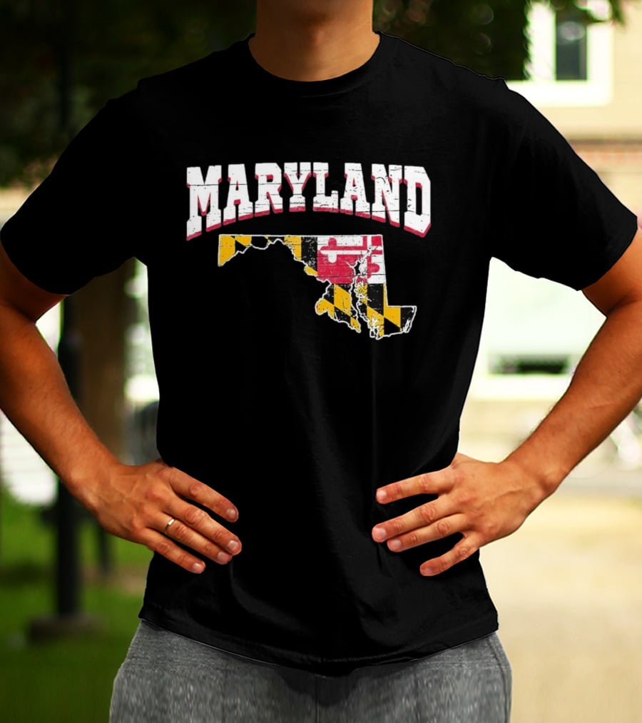 Maryland State Flag Map Proud Us Citizen America T-Shirt
