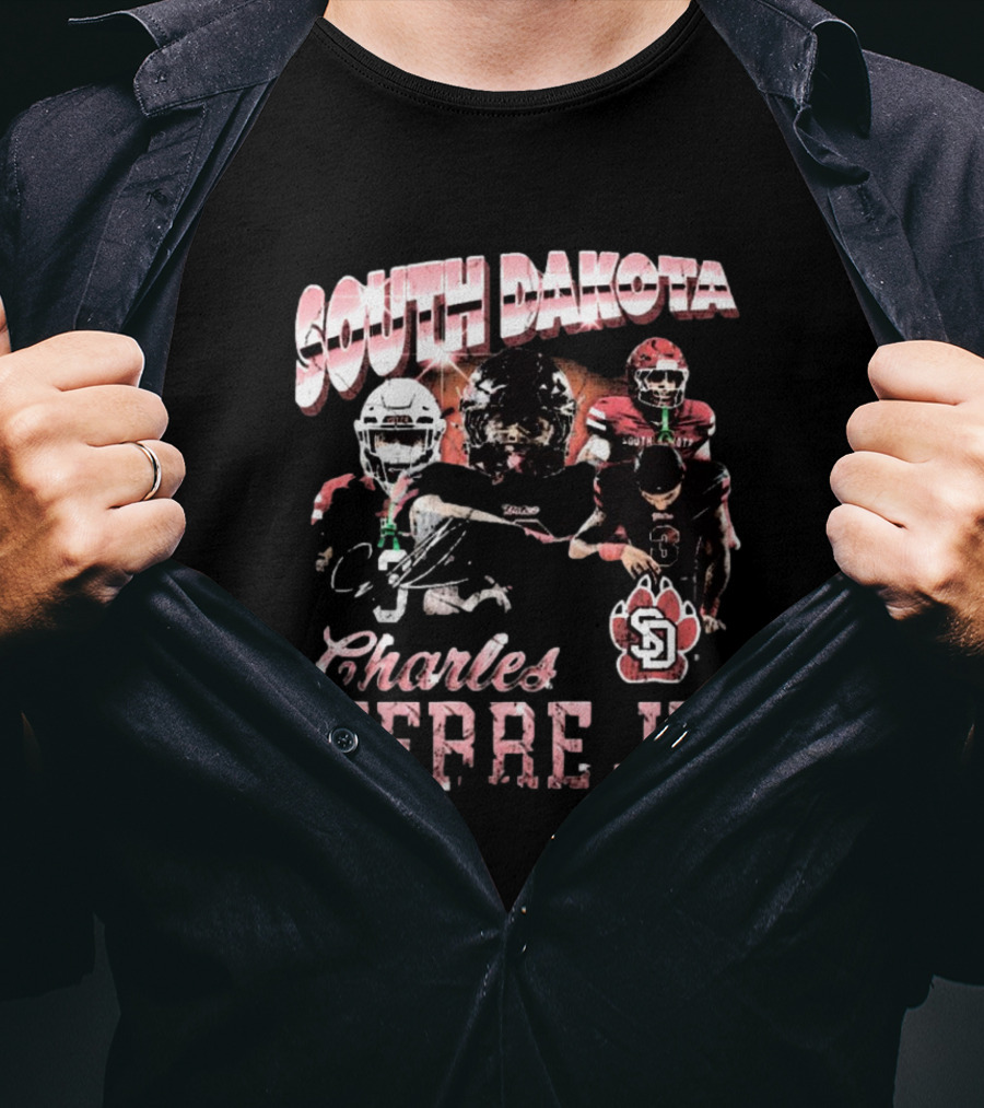 South Dakota Charles Pierre Jr. 90s Football Legacy T-Shirt