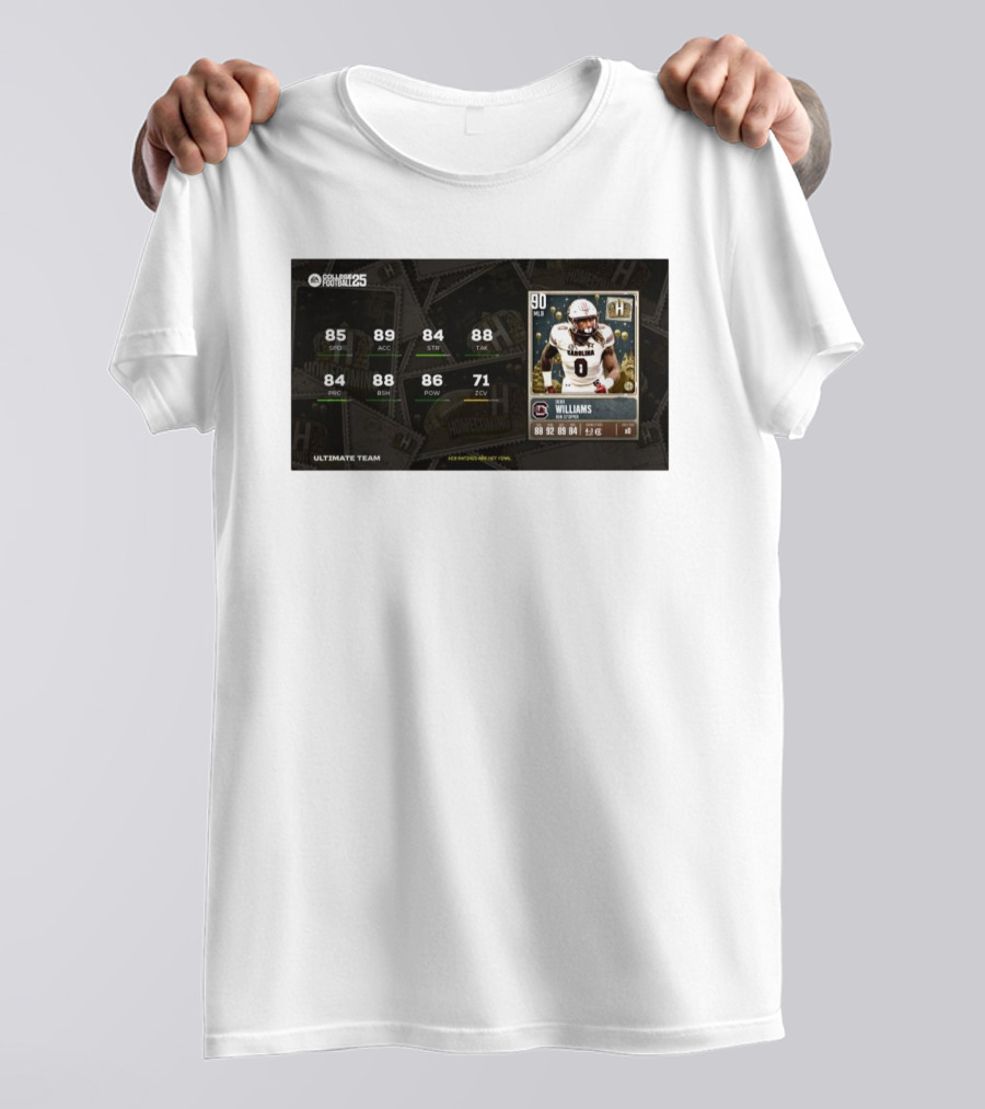 South Carolina Gamecocks Debo Williams Run Stopper Homecoming Key Ratings Madden NFL 25 Ultimate Team T-Shirt