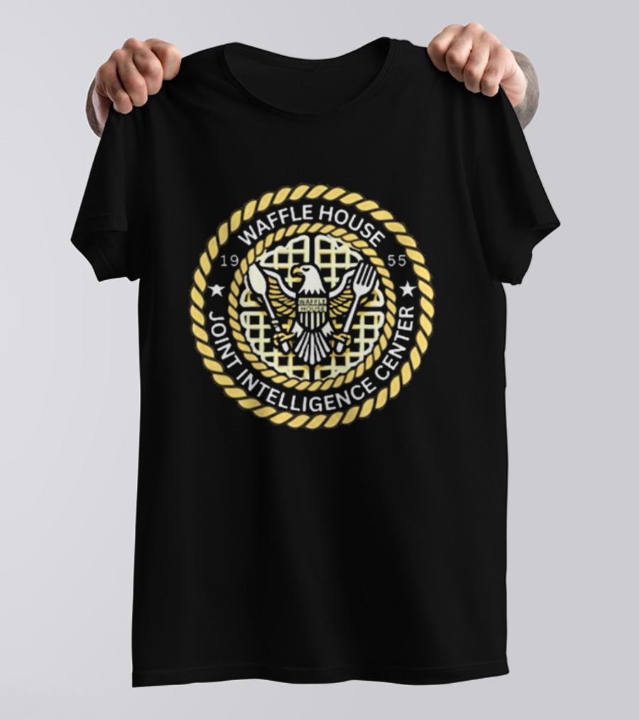 Waffle House Joint Intelligence Center 1955 Eagle Seal With Fork And Spoon T-Shirt