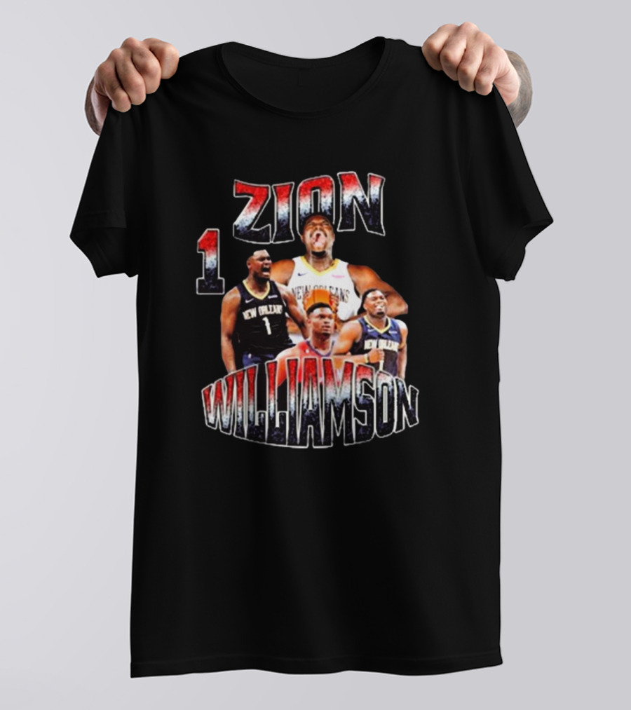 Zion Williamson Number 1 New Orleans Pelicans Player Collage T-Shirt