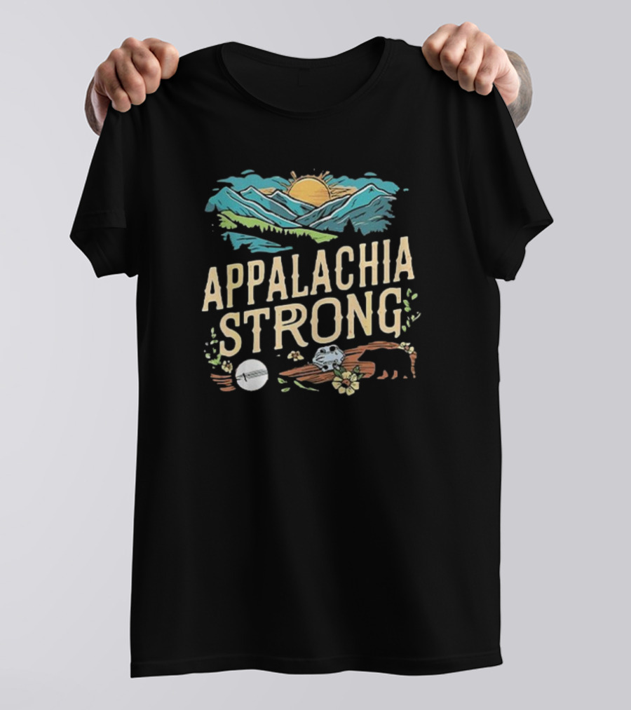 Appalachia Strong Mountain Sunrise Bear And Skull T-Shirt