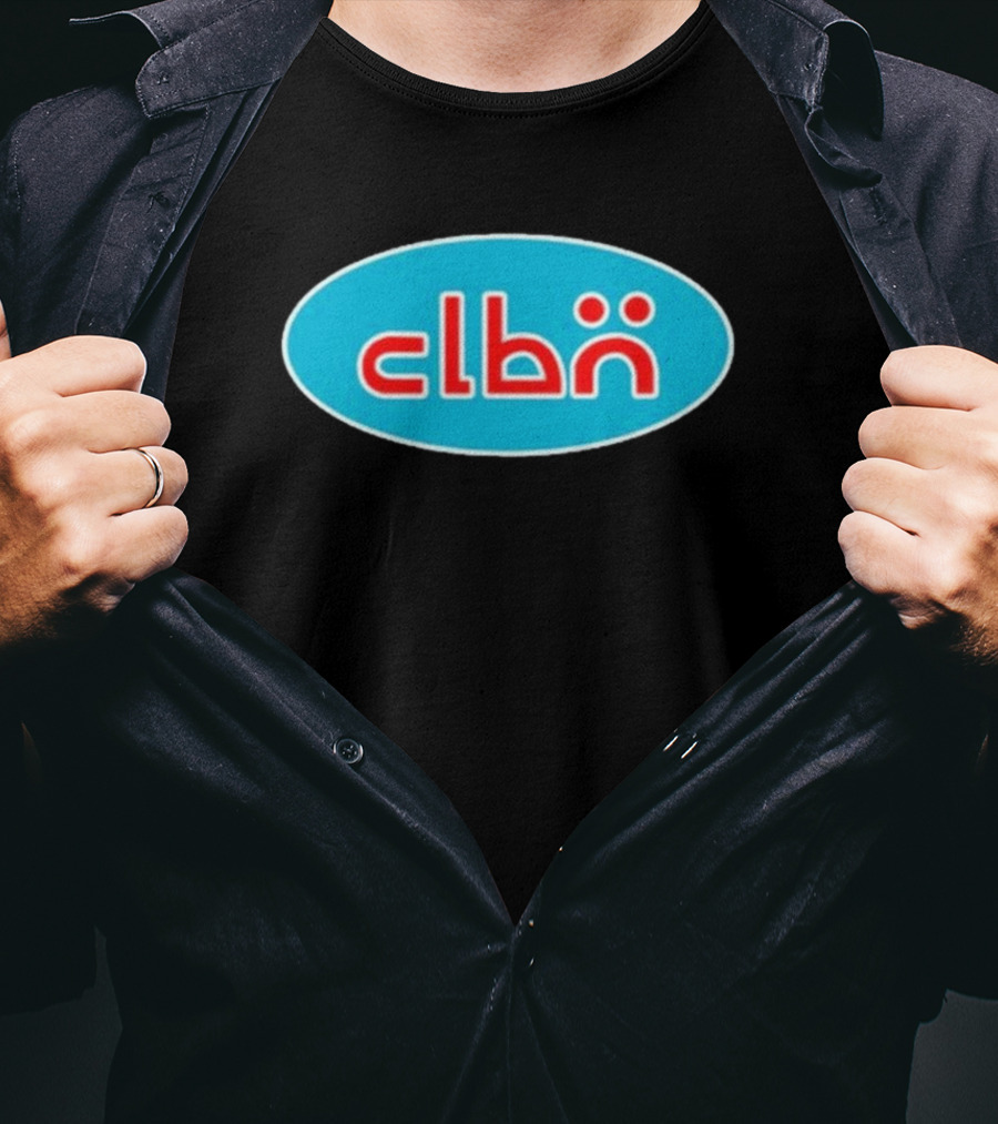 Clbn Logo Design Blue Oval Text T-Shirt