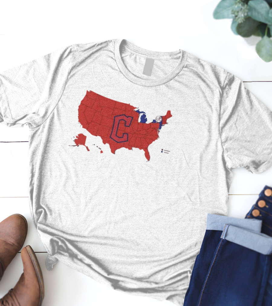 Map Of Who America Is Rooting For In The NLCS Cleveland Guardians MLB Logo USA Outline T-Shirt