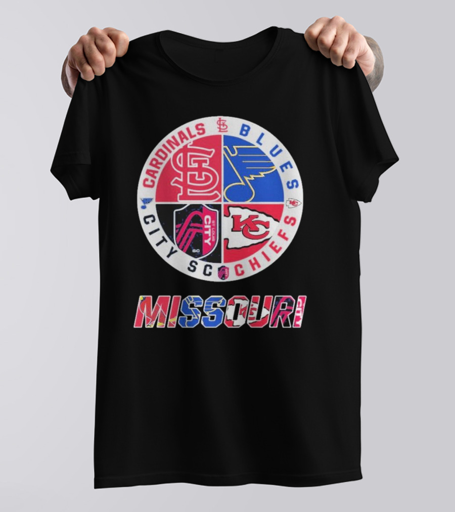 Missouri Cardinals Blues City SC Chiefs Logo Collection T-Shirt