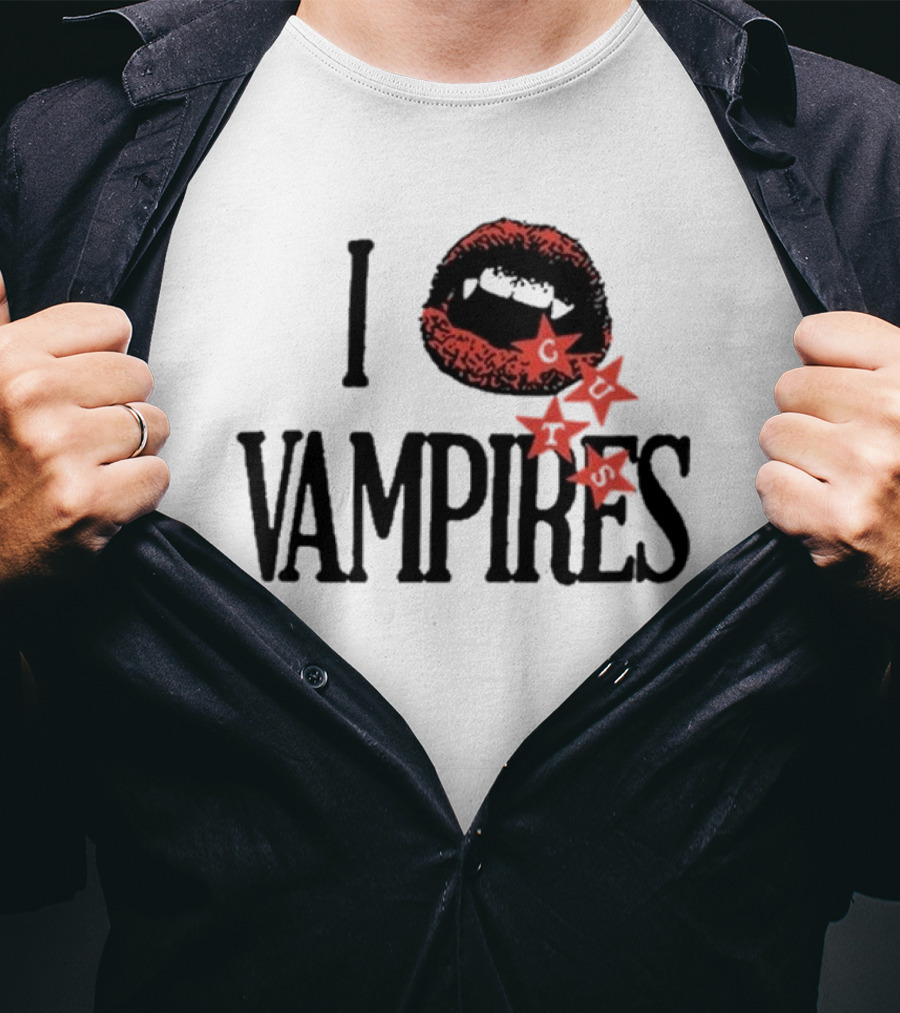 Olivia Rodrigo GUTS I Love Vampires Mouth Stars T-Shirt