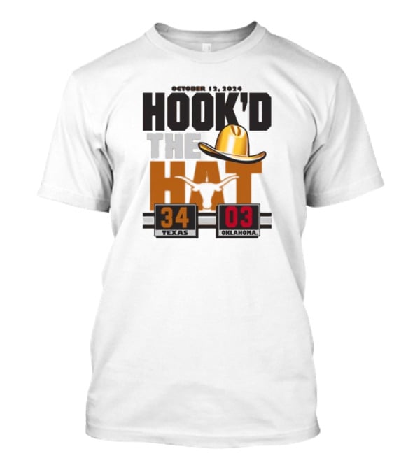 Hook’d The Hat 34 3 Texas Longhorns Red River Rivalry Score T-Shirt